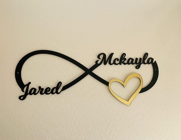 Personalized Infinity Symbol, Love Sign with Heart and Custom 2 Names, You and Me, Metal Wall Art Decor, Anniversary Wedding Gift for Couple, Valentines Day, Door Hanger, Wall Hanging, Housewarming - Image 7