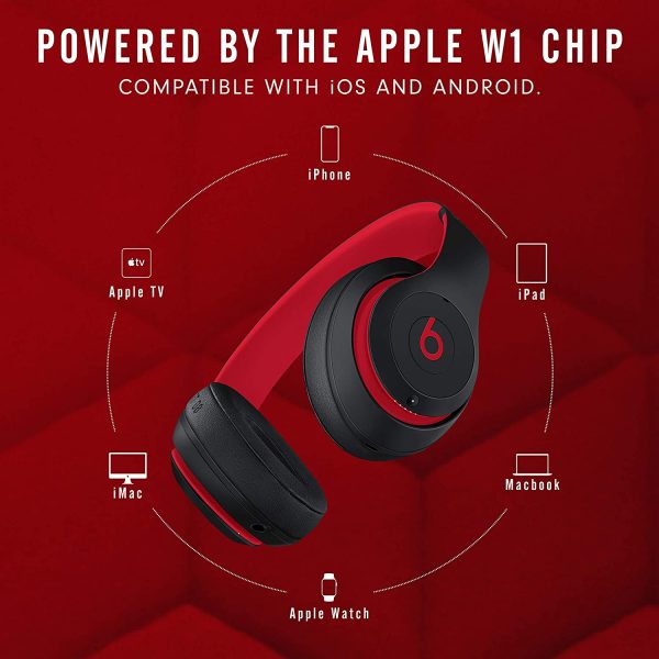 Beats Studio3 Wireless Noise Cancelling Over-Ear Headphones - Apple W1 Headphone Chip, Class 1 Bluetooth, Active Noise Cancelling, 22 Hours of Listening Time, Built-in Microphone - Defiant Black-Red - Image 3