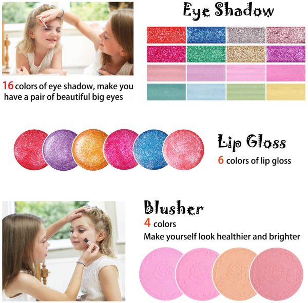 Tomons Makeup Toys Real Kids Makeup Kit for Girls,Fold Out Makeup Palette with Mirror and Secure Close - Safety Tested- n Toxic