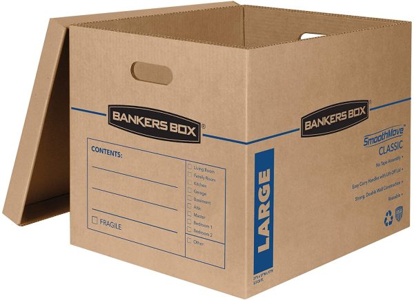 Bankers Box SmoothMove Classic Moving Boxes, Tape-Free Assembly, Easy Carry Handles, Large, 21 x 17 x 17 Inches, 5 Pack (7718205) - Image 7