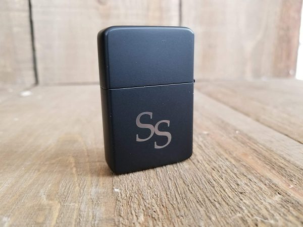 Black Engraved Lighter with Large Initials