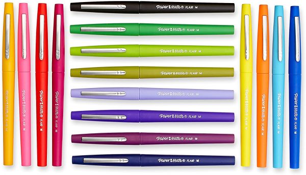 Paper Mate Flair Marker Porous, Felt Tip Pen Medium, 16 Pack, Assorted Inks (70644)