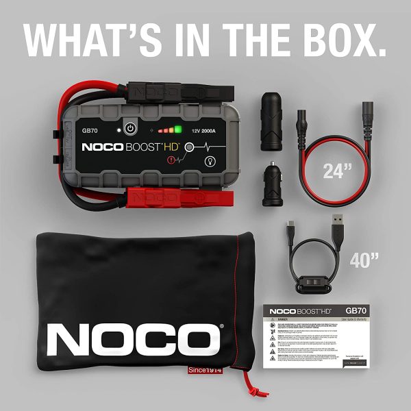 NOCO Boost HD GB70 2000 Amp 12-Volt UltraSafe Lithium Jump Starter Box, Car Battery Booster Pack, Portable Power Bank Charger, and Jumper Cables for Up to 8-Liter Gasoline and 6-Liter Diesel Engines - Image 4