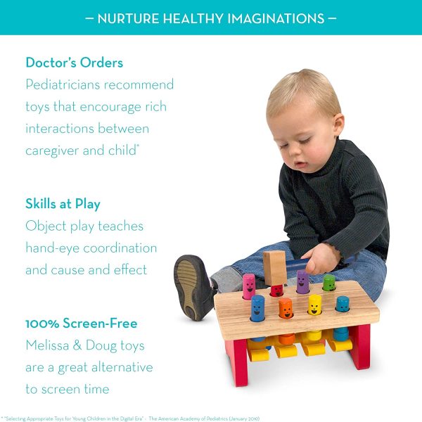 Melissa & Doug Deluxe Pounding Bench Wooden Toy with Mallet (Developmental Toy, Helps Fine Motor Skills) - Image 6