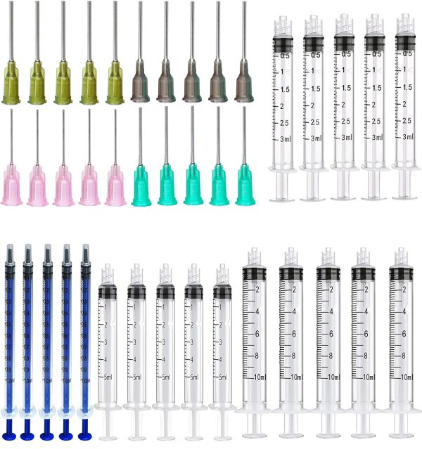 Plastic Syringe Blunt Tip Needle - 1ml, 3ml, 5ml, 10ml Luer Lock Syringes | 14ga 16ga 18ga 20ga Blunt Needles - Adhesives, Oil or Glue Applicator (Pack of 20) - Image 5