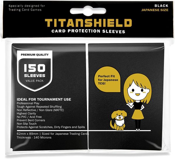 TitanShield (150 Sleeves/Black) Small Japanese Sized Trading Card Sleeves Deck Protector for Yu-Gi-Oh, Cardfight!! Vanguard & More - Image 3