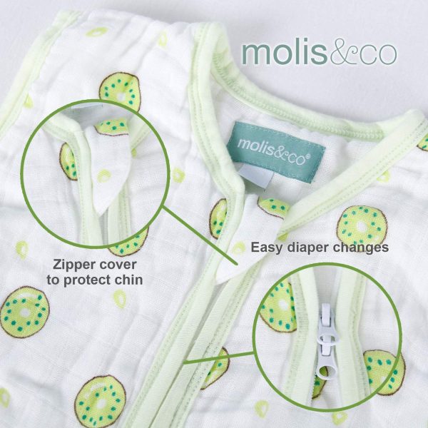 Baby Sleep Bag and Sack 6-12 Months, Super Soft and Light Muslin Wearable Blanket, Unisex Kiwi Print 30.3'' 0.5 TOG - Image 5