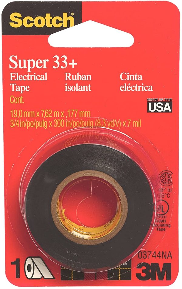 Scotch Super 33+ Electrical Tape, Vinyl-Plastic, 3/4 in x 300 in (3744) - Image 2