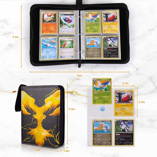 480 Cards Binder Trading Card Holder Case 4-Pockets Album, for Pokemon Cards (Not Included Cards) (Fire Eagle) - Image 2