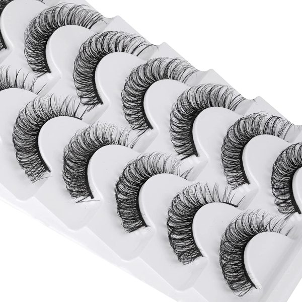 JIMIRE Faux Mink Eyelashes D Curl Wispy Thin Russian Strip 15MM 3D Eyelash Natural Look 7 Pairs Pack - Image 5