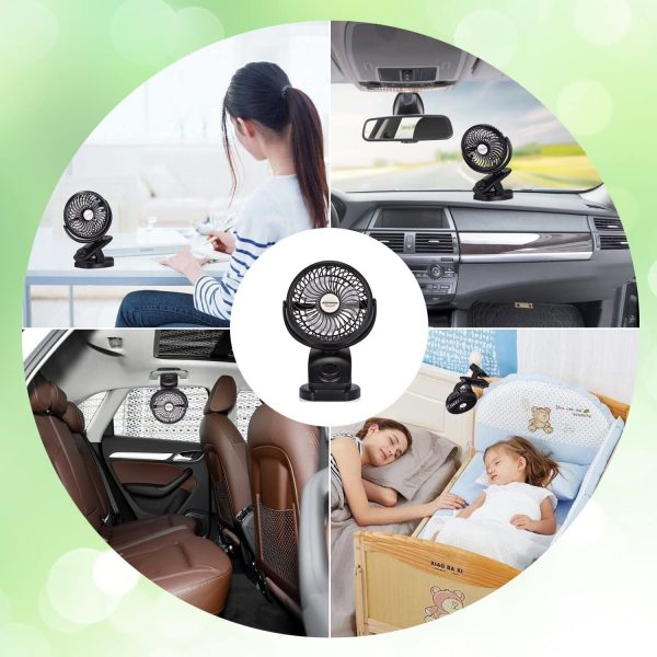 ADDSMILE Battery Operated Clip On Fan Rechargeable Desk Fan for Baby Stroller Car Gym Home Office Outdoor Traveling and Camping Black - Image 3