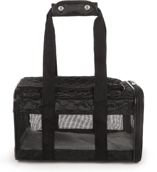 Sherpa Original Deluxe Lattice Stitch Travel Bag Pet Carrier, Airline Approved & Guaranteed-On-Board - Mesh Panels & Spring Frame, Locking Safety Zippers, Machine Washable Liner - Black, Small - Image 9