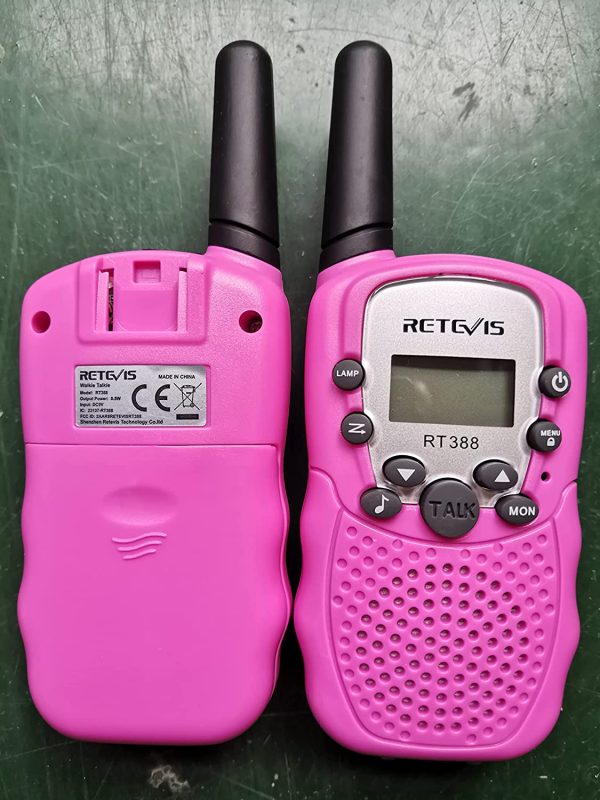 RT388 Walkie Talkie for Kids,Toy Walkie Talkies for 6-12 Year Old Girls Boys,Hands Free Long Range,22 CH LCD Flashlight,Birthday Gifts,Camping Hiking Skiing(Pink, 1 Pair) - Image 2