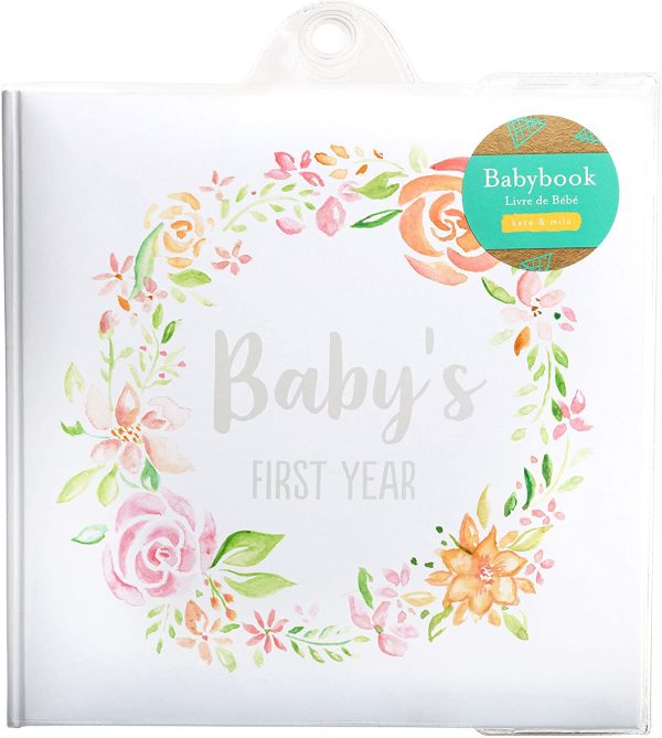 Kate & Milo Floral Baby's First Year Memory Book, Baby Milestones Photo Album, Trendy Baby Girl Gift - Image 5