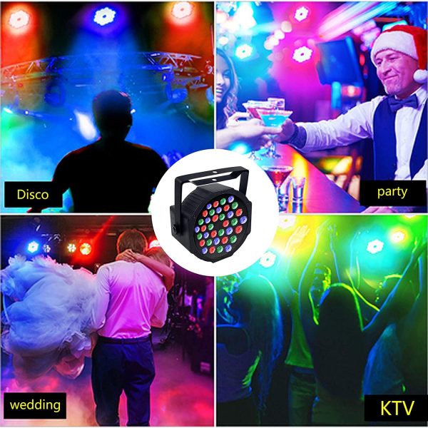 AKOZLIN 36 LEDs DJ Par Lights 4 Packs with Remote DMX Control LED Stage Lights RGB Strobe Uplights for DJ Dancing/Wedding/Church/Birthday Gift/Christmas Party/Music Live Show/Festival