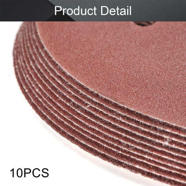 10pcs 7 Inch 8 Hole Hook and Loop Sanding Disc 100Grit Flocking Sandpaper for Random Orbit Sander - Image 3