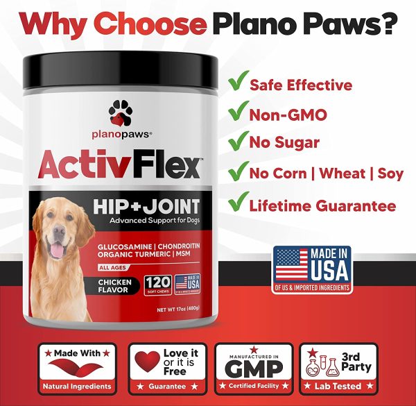 ActivFlex - Glucosamine for Dogs Hip and Joint Supplement - Safe Joint Support for Dogs - Natural Dog Joint Supplement with Glucosamine Chondroitin MSM Turmeric - 120 Dog Arthritis Pain Relief Chews - Image 6