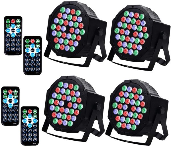 AKOZLIN 36 LEDs DJ Par Lights 4 Packs with Remote DMX Control LED Stage Lights RGB Strobe Uplights for DJ Dancing/Wedding/Church/Birthday Gift/Christmas Party/Music Live Show/Festival - Image 6