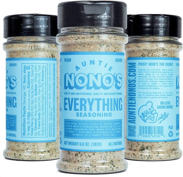 Auntie Nono's Everything Seasoning - Perfect Natural Flavor Food Seasoning for Veggies, Steaks, Roasts, Chops, Chicken, Fish, Oysters, Mussels, Eggs, and just about everything else