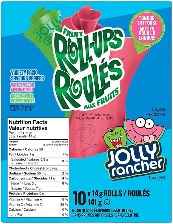 Betty Crocker Gluten Free Fruit Roll-Ups Variety Pack Jolly Rancher Green Apple and Watermelon, 141 Grams - Image 2