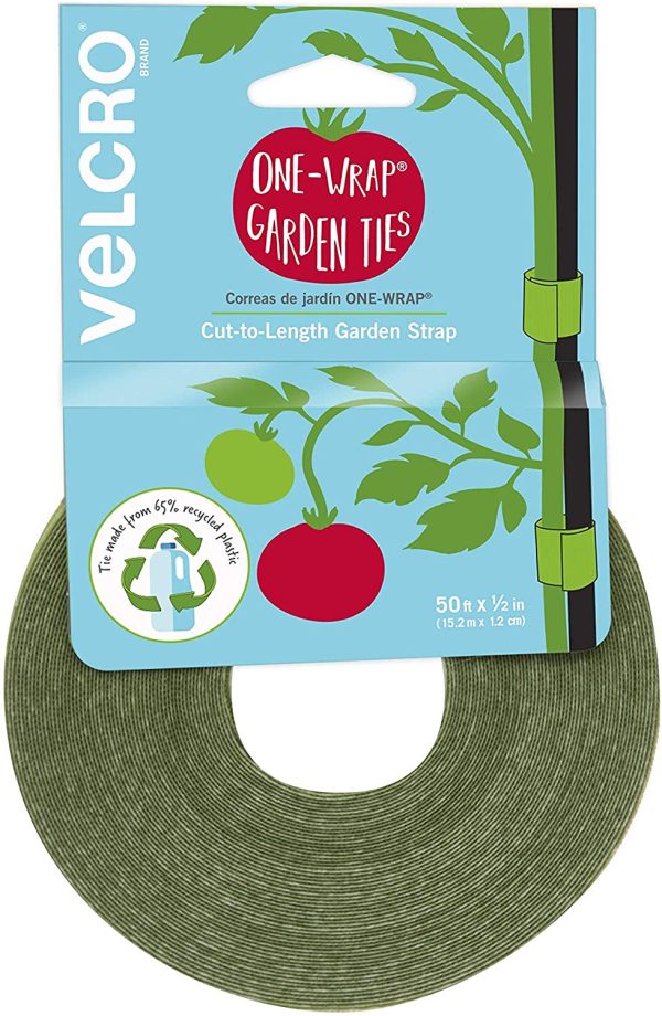 VELCRO Brand VEL-30071-USA ONE-WRAP Garden Ties | Plant Supports for Effective Growing | Strong Grips are Reusable and Adjustable | Cut-to-Length, 50 ft x 1/2 in, Green-Recycled Plastic - Image 3