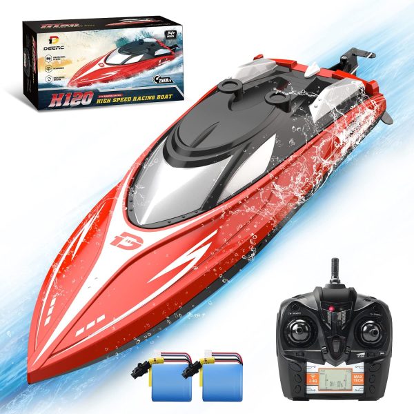 DEERC H120 RC Boat Remote Control Boats for Pools and Lakes,20+ mph 2.4 GHz Fast Racing Boats for Kids and Adults with 2 Rechargeable Battery,Low Battery Alarm,Capsize Recovery,Gifts for Boys Girls - Image 4