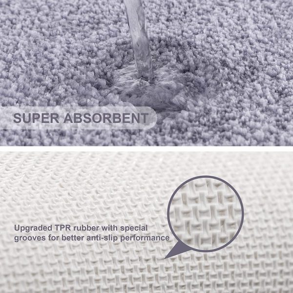 VANZAVANZU Bathroom Rugs Ultra Soft Absorbent Non Slip Fluffy Thick Microfiber Cozy Grey Bath Mat for Tub Shower Bathroom Floors Accessorie (16"x24", Baby Lavender) - Image 2