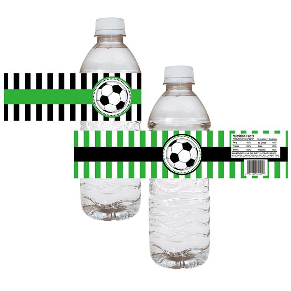 Soccer Ball Party Water Bottle Labels - Boy Girl Birthday Baby Shower Sticker - Set of 12 - Image 3