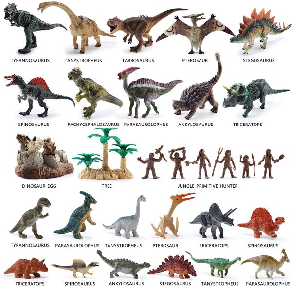 OR OR TU 30PCS Realistic Dinosaur Toys Figures for Boys Kids 3-7 Years Old Take Apart Dinosaur Egg,Trees,Hunters,Tyrannosaurus Rex,Triceratops Early Educational Dinosaur Playset Best Gift - Image 3