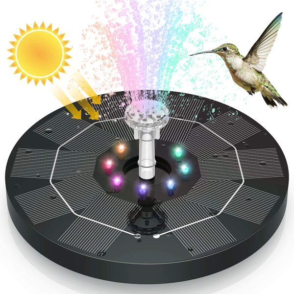 AISITIN 3.5W LED Solar Fountain 7.in??8cm 3000mAh Built-in Battery Solar Water Pump Floating Fountain with 6 Nozzles for Bird Bath for Fish Tank, Pond or Garden Decoration Solar Water Fountain - Image 7