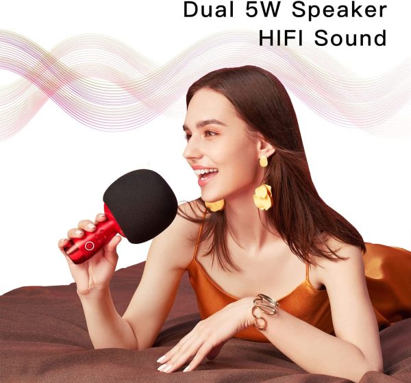 CALF Bluetooth Wireless Karaoke Microphone with Speaker,Changba Microphone, Portable Handheld Microphone, Carpool Karaoke Machine for Christmas Birthday Party Gift for Android/iPhone(Black) - Image 5