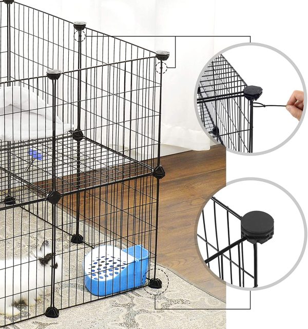 SONGMICS Pet Playpen, Apartment-Style Two-Storey Bunny Fence for Guinea Pigs, Bunnies ULPI02H - Image 6