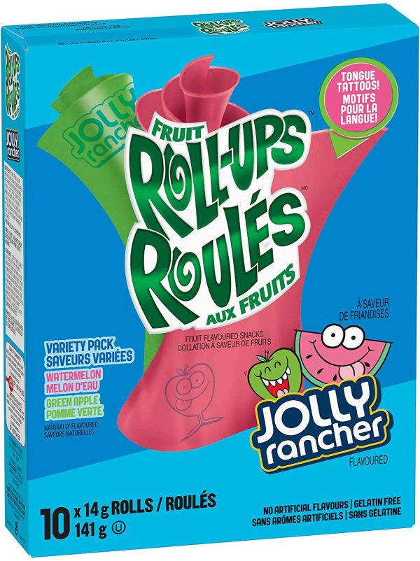 Betty Crocker Gluten Free Fruit Roll-Ups Variety Pack Jolly Rancher Green Apple and Watermelon, 141 Grams - Image 6