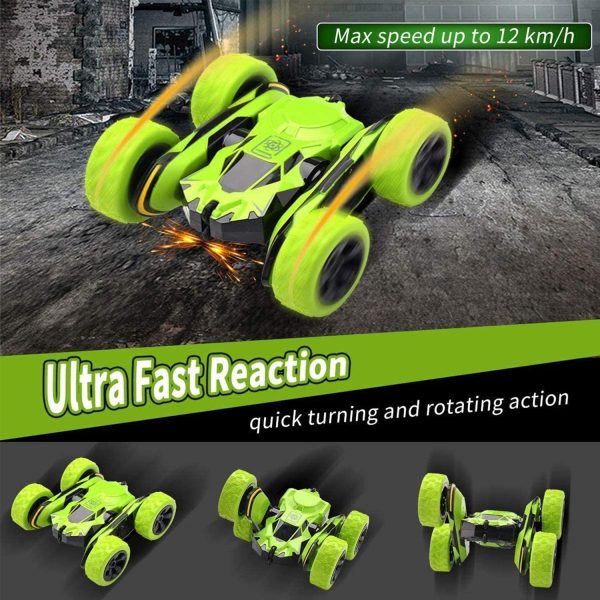 Toys for 6-12 Year Old Boys JoyJam RC Stunt Car for Kids and Adults 4WD Off Road Truck 2.4Ghz Remote Control Vehicle Double Sided 360 Degree Rotating Christmas Birthday Gifts Green - Image 6