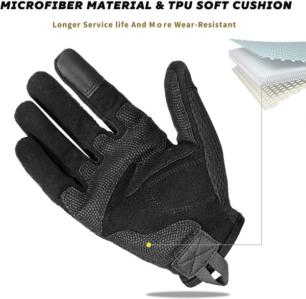 Tactical Gloves, Touchscreen Motorcycle Gloves with Hard Rubber Guard for Hunting Shooting Hiking Airsoft Camping Paintball Military Training Black Extra Large - Image 6