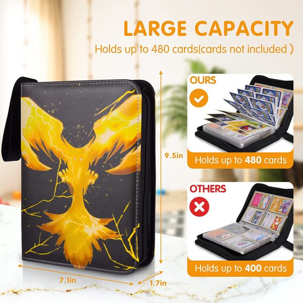 480 Cards Binder Trading Card Holder Case 4-Pockets Album, for Pokemon Cards (Not Included Cards) (Fire Eagle) - Image 6