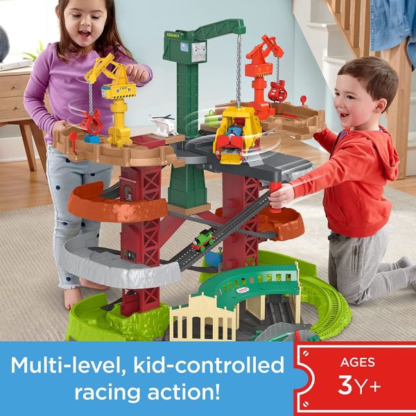 Thomas & Friends Trains & Cranes Super Tower, Motorized Train and Track Set for Preschool Kids Ages 3 Years and up