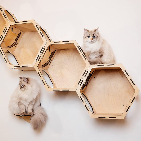 Cat steps,wall mounted cat furniture,cat wall furniture, cat ladder,wall mounted cat scratcher,pet stairs for cats,cat climbing shelves,Christmas Gift, Christmas Decor (decagon, white) - Image 8