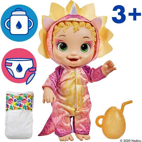 Baby Alive Dino Cuties Doll, Triceratops, Doll Accessories, Drinks, Wets, Triceratops Dinosaur Toy for Kids Ages 3 Years and Up, Blonde Hair - Image 3