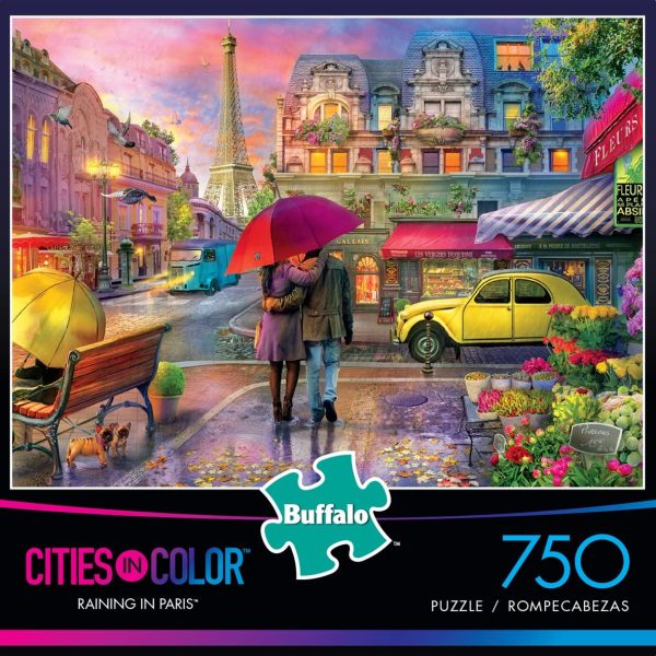 Buffalo Games - Cities in Color - Raining in Paris - 750 Piece Jigsaw Puzzle Red, Green,Yellow, 24" L X 18" W - Image 5