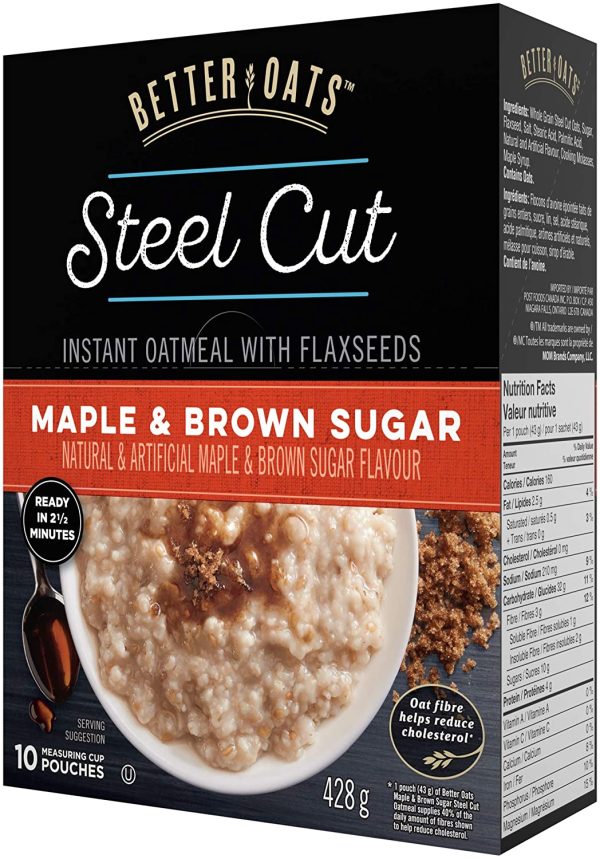 Post Better Oats Steel Cut Maple & Brown Sugar Instant Oatmeal with Flaxseeds, 428 Gram - Image 2