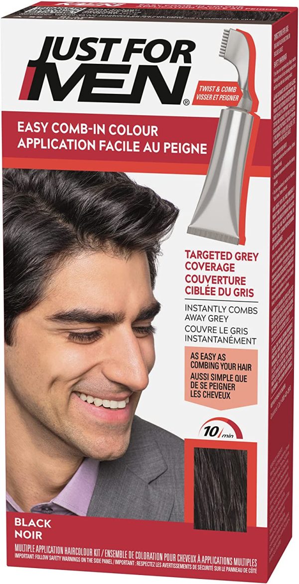 Just For Men Easy Comb-In Color (Formerly Autostop), Gray Hair Coloring for Men with Comb Applicator - Black, A-55 (Packaging May Vary) - Image 5