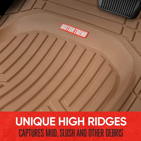 FlexTough Plus Beige Rubber Car Floor Mats - All Weather Deep Dish Automotive Floor Mats, Heavy Duty Trim to Fit Design, Front & Rear Liners for Cars Truck Van SUV - Image 7