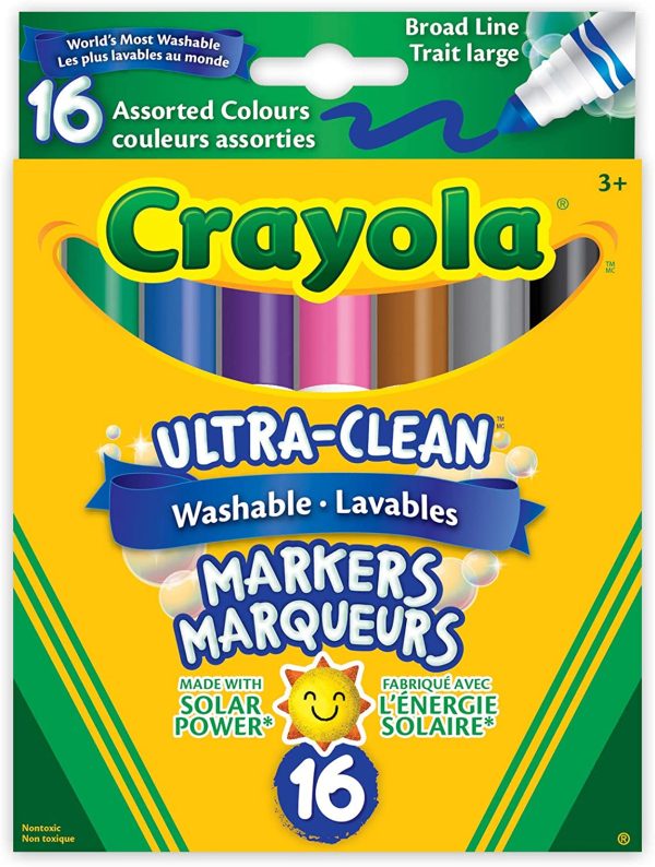 Crayola 56-7916 16 Washable Broad Line Markers, Colossal, School and Craft Supplies, Drawing Gift for Boys and Girls, Kids, Teens Ages 5, 6,7, 8 and Up, Back to school, School supplies, Arts and Crafts, Gifting