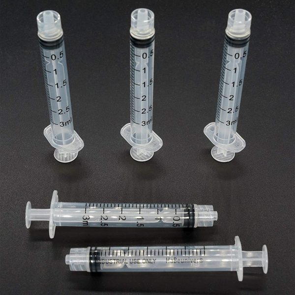 50 Pack 3ml Syringes Luer Lock with Measurement, Plastic Syringe for Scientific Labs, Liquid Dispensing and Refilling, Multiple Uses Measuring Syringe Tools - Image 3