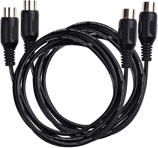 Cable Matters 2-Pack 5 Pin DIN MIDI Cable, 5 Pin MIDI Cable - 6 Feet