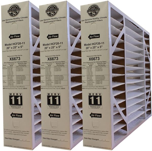 Healthy Climate 20 x 25 x 5 Part # X6673 MERV 11 Model HCF 20-11 Case of 3