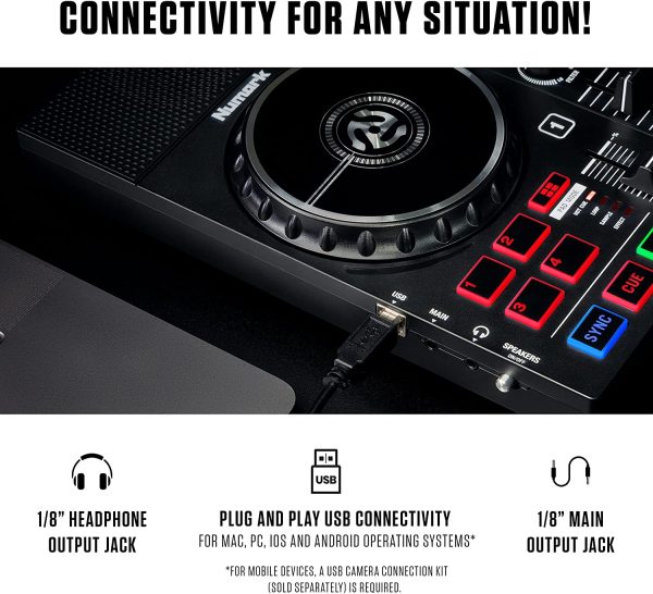 Numark Party Mix Live - DJ Controller with Built in Speakers, Party Lights and DJ Mixer, Complete Dj Set with Mixer and Audio Interface + Serato DJ Lite - Image 8