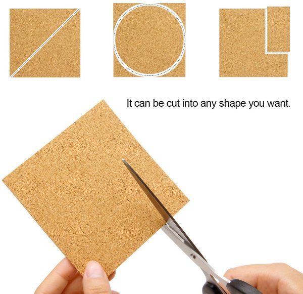 100 Pcs Self-Adhesive Cork Sheets 4"x 4" for DIY Coasters, Cork Board Squares, Cork Tiles, Cork Mat, Mini Wall Cork Board with Strong Adhesive - Image 2