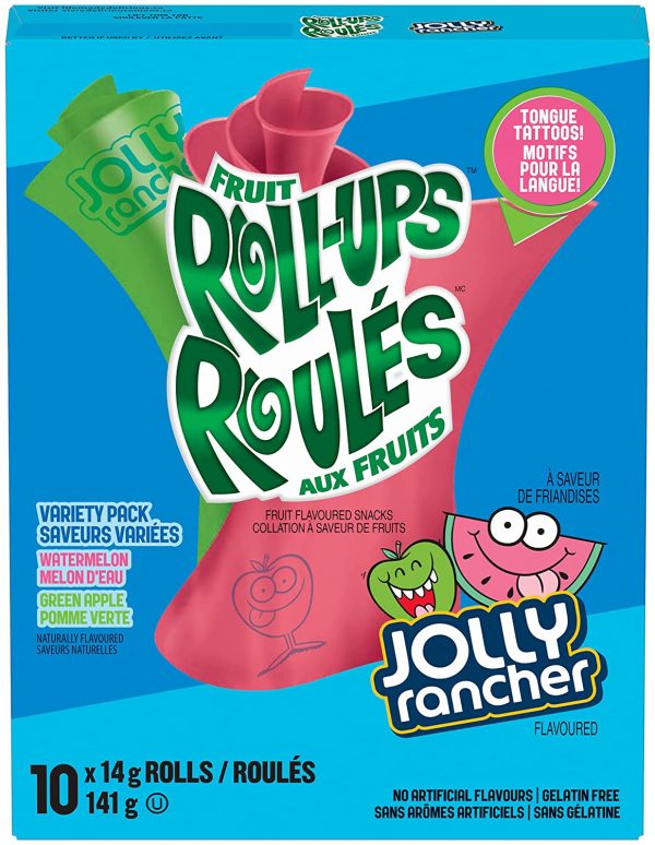 Betty Crocker Gluten Free Fruit Roll-Ups Variety Pack Jolly Rancher Green Apple and Watermelon, 141 Grams